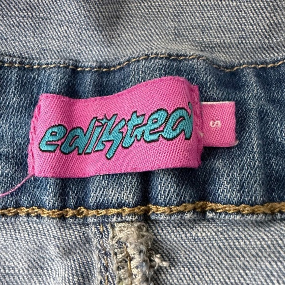 Edikted Denim Overalls Women Size S Blue Flare Leg Jumpsuit - Picture 7 of 8